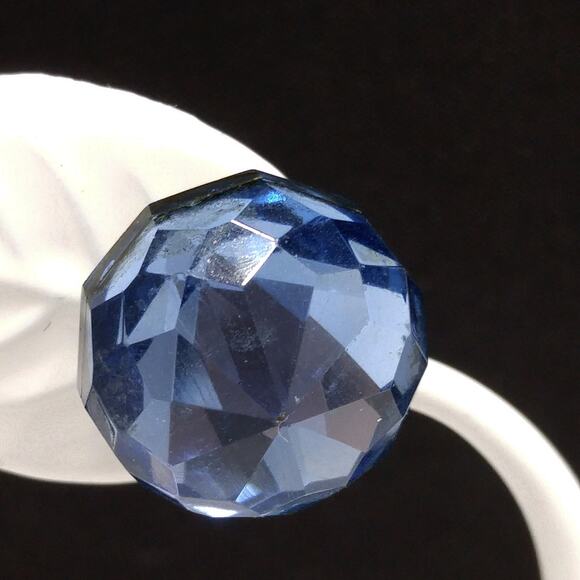 Vintage Blue Crystal Seamed Glass Earrings, Screw Backs, 1940s Jewelry - Picture 2 of 10